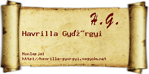 Havrilla Györgyi névjegykártya
